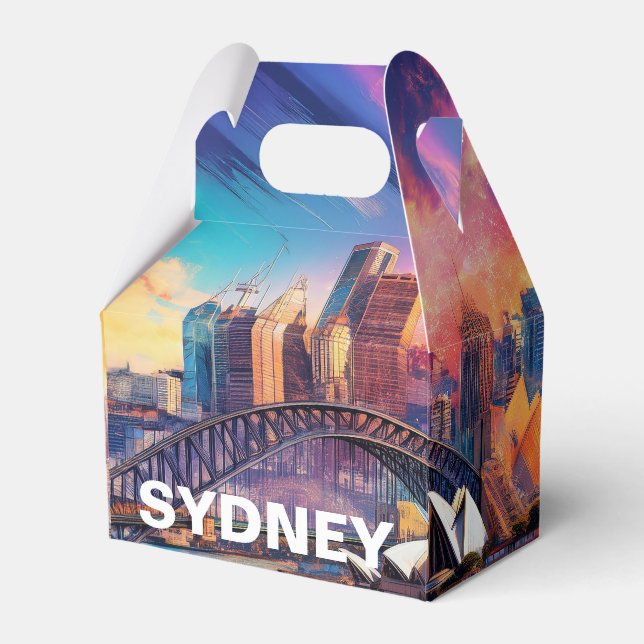 Sydney Skyline Abstract Art Favor Box (Front Side)