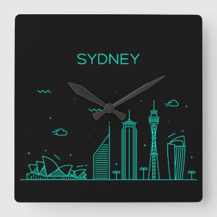 Sydney skyline square wall clock