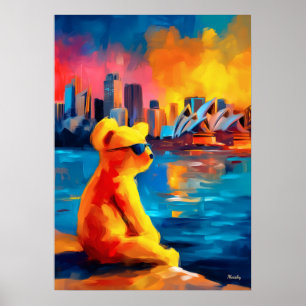 Sydney Teddy Golden Harbor Skyline Print