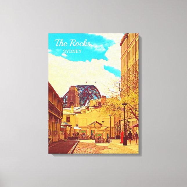 Sydney The Rocks with harbour Bridge travel Canvas Print (Front)