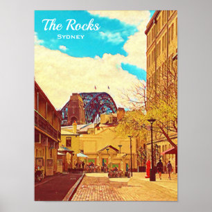 Sydney The Rocks with harbour Bridge travel Poster