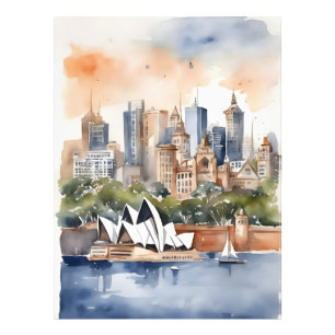 Sydney watercolor art photo print