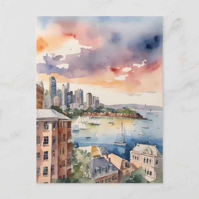 Sydney watercolor art postcard (Front)
