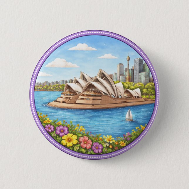 Sydney's Opera House 2 Inch Round Button (Front)