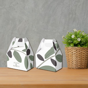 Sylized Olive branch Mediterranean charm wedding Favor Box