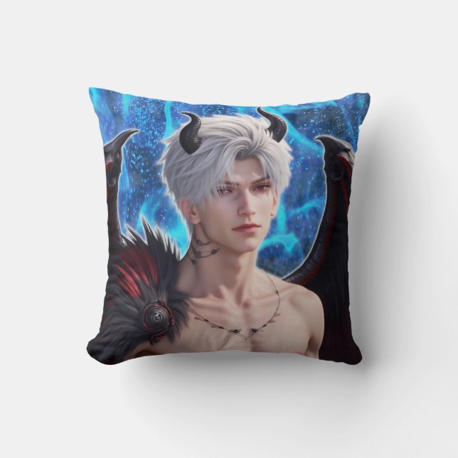 Sylus Dark Angel, Love and Deepspace Inspired Throw Pillow (Front)