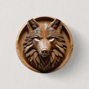 Sylvan Sentinel: The Majestic Wood Wolf Print 1 Inch Round Button
