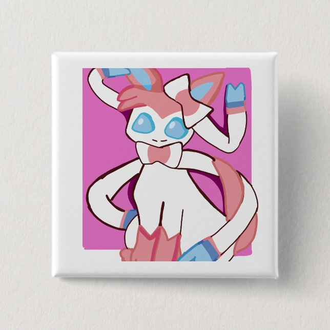 Sylveon (pokemon) 2 inch square button (Front)
