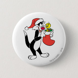 SYLVESTER™ Cat with Stocking 2 Inch Round Button