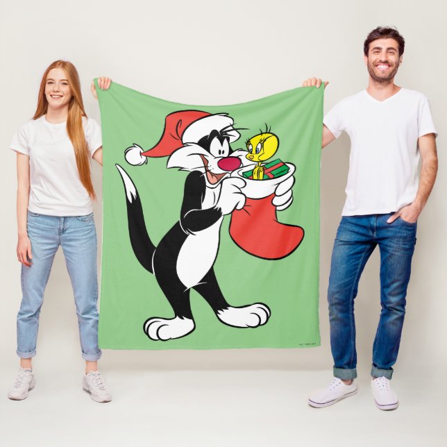 SYLVESTER™ Cat with Stocking Fleece Blanket (In Situ)