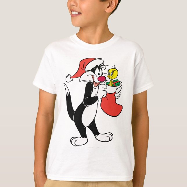 SYLVESTER™ Cat with Stocking T-Shirt (Front)