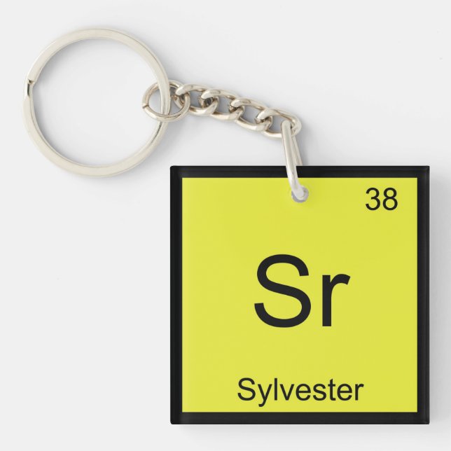 Sylvester Name Chemistry Element Periodic Table Keychain (Front)