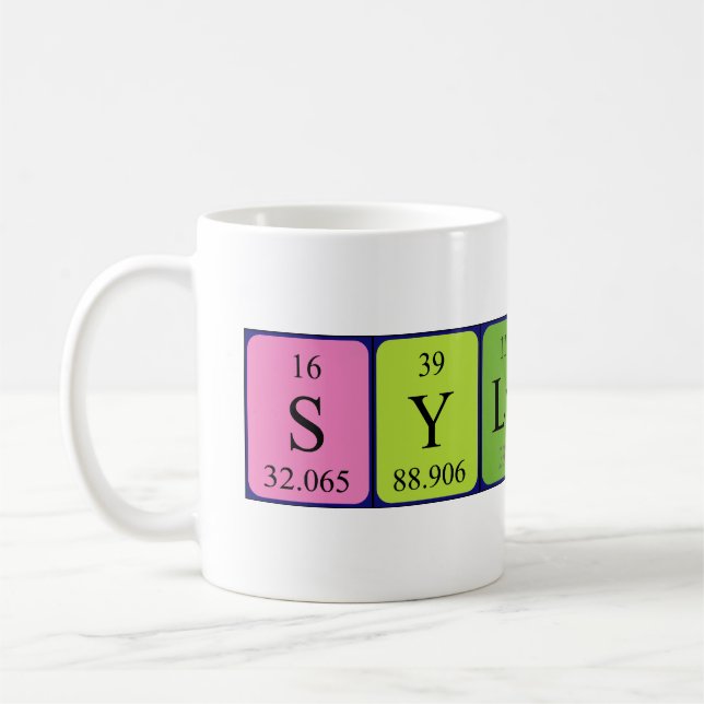 Sylvester periodic table name mug (Left)