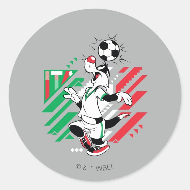 SYLVESTER™ Team Italy Soccer Graphic Classic Round Sticker (Front)