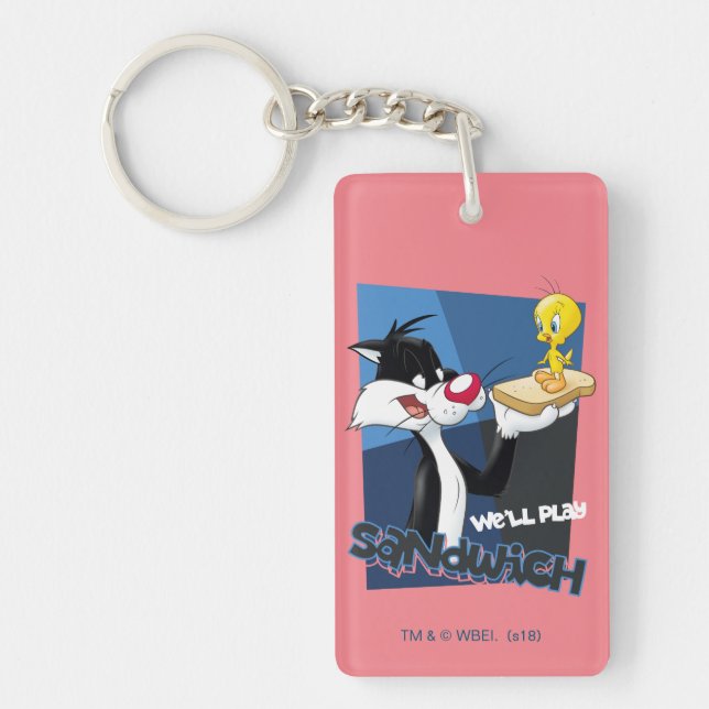 SYLVESTER™ & TWEETY™ "We'll Play Sandwich" Keychain (Front)