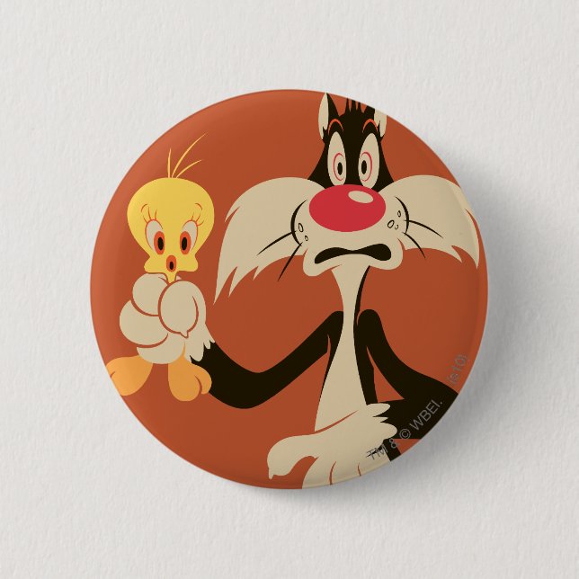 SYLVESTER™ with TWEETY™ 2 Inch Round Button (Front)