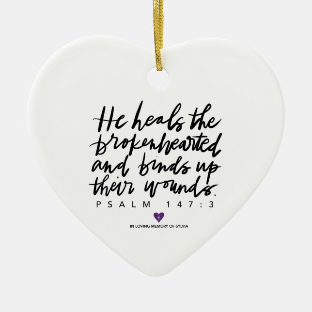 SylviasStory Psalm 147:3 Heart Ornament (Front)