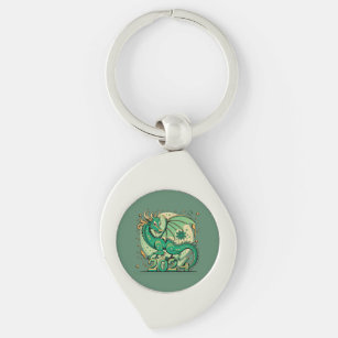 Symbol 2024 New Year, Green Wood Dragon  Keychain