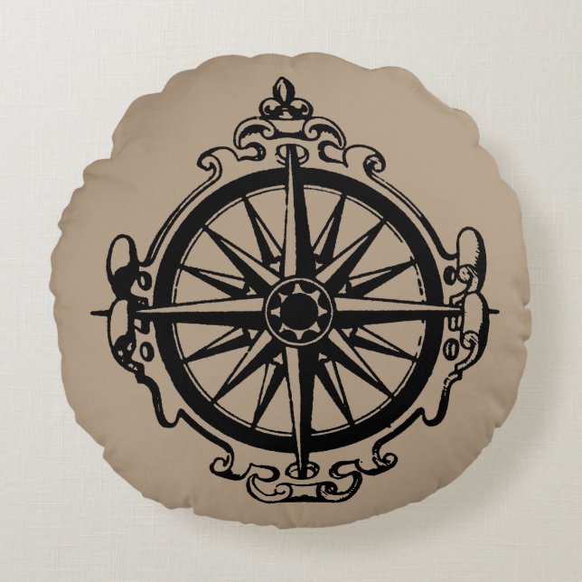 Symbol: Compass Round Pillow (Front)