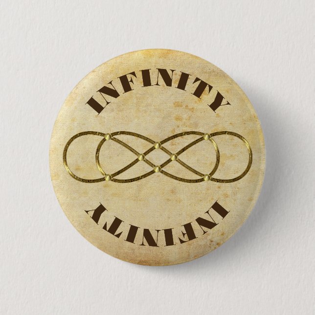 Symbol double Infinity - antique gold + backgr. 2 Inch Round Button (Front)