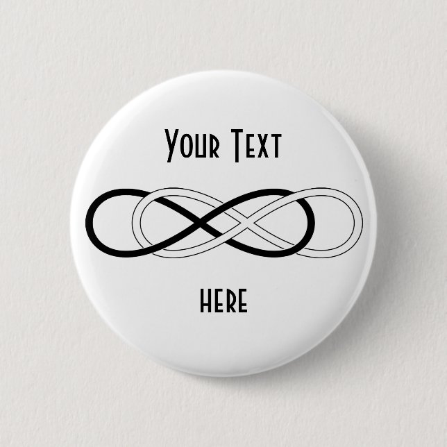 Symbol double Infinity - Black & White 2 Inch Round Button (Front)