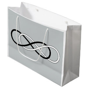 Symbol double Infinity - Black & White + backgr. Large Gift Bag