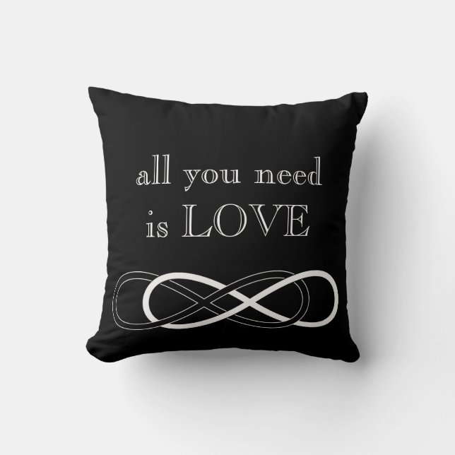 Symbol double Infinity - Black & White Throw Pillow (Front)