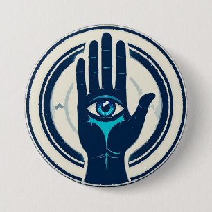 Symbol Featuring Hand with Central Eye 3 Inch Round Button