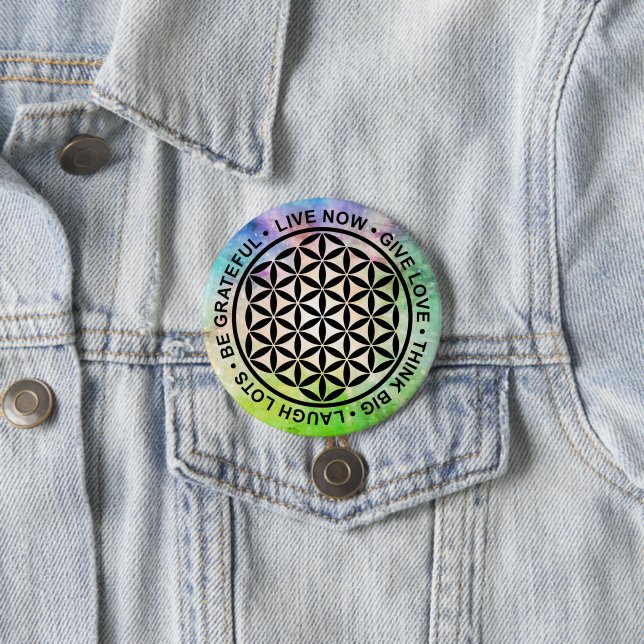 Symbol Flower Of Life - Rules Of Life 1 3 Inch Round Button (In Situ)