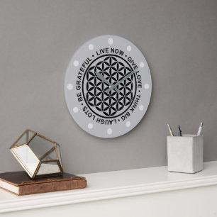 Symbol Flower Of Life - Rules Of Life 1 Large Clock