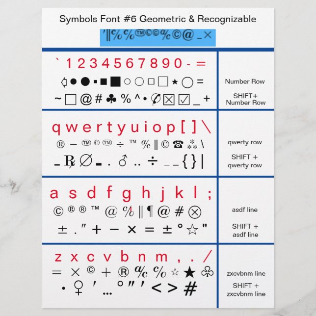 Symbol Font Sampler #6 Geometric & Recognizable Letterhead (Front)