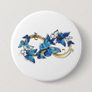 Symbol Infinity of Blue Morpho Butterflies 3 Inch Round Button