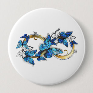 Symbol Infinity of Blue Morpho Butterflies 4 Inch Round Button