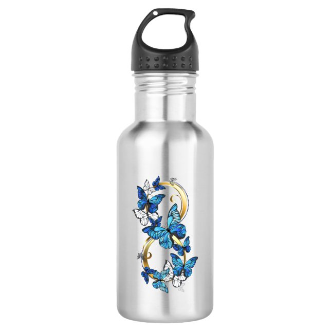 Symbol Infinity of Blue Morpho Butterflies 532 Ml Water Bottle (Front)