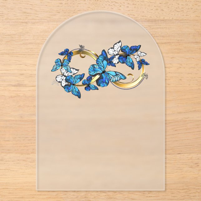 Symbol Infinity of Blue Morpho Butterflies Acrylic Invitations (Front)