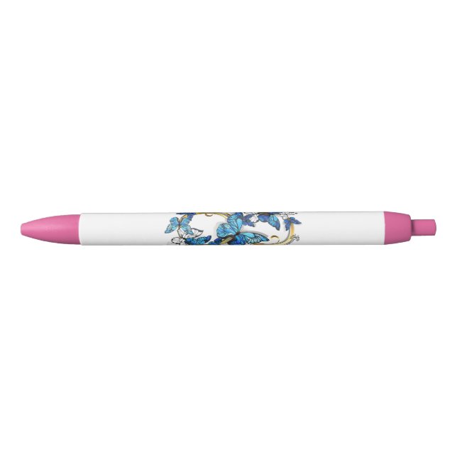 Symbol Infinity of Blue Morpho Butterflies Black Ink Pen (Front)