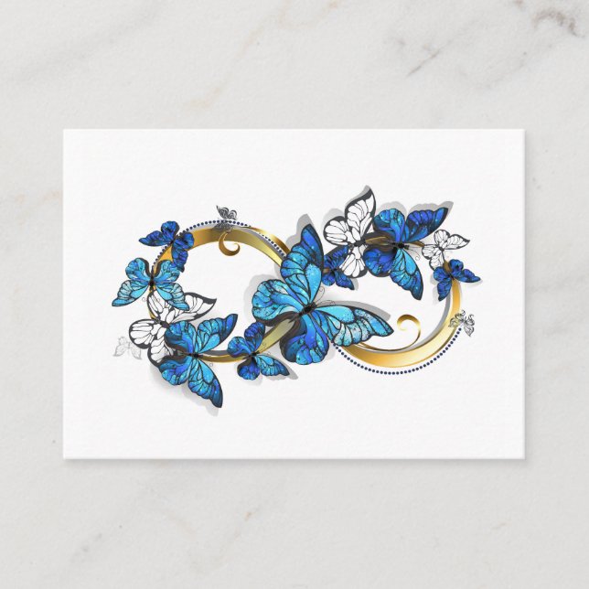 Symbol Infinity of Blue Morpho Butterflies Business Card (Front)