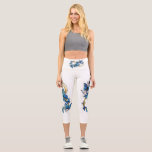 Symbol Infinity of Blue Morpho Butterflies Capri Leggings<br><div class="desc">Symbol infinity of gold,  decorated with realistic blue butterflies morpho on a white background. Design with butterflies. Morpho. Design with blue butterflies morpho.</div>