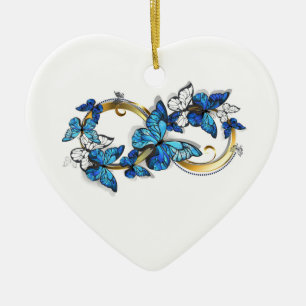 Symbol Infinity of Blue Morpho Butterflies Ceramic Ornament