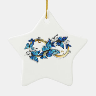 Symbol Infinity of Blue Morpho Butterflies Ceramic Ornament