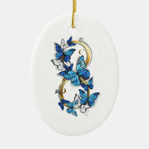 Symbol Infinity of Blue Morpho Butterflies Ceramic Ornament