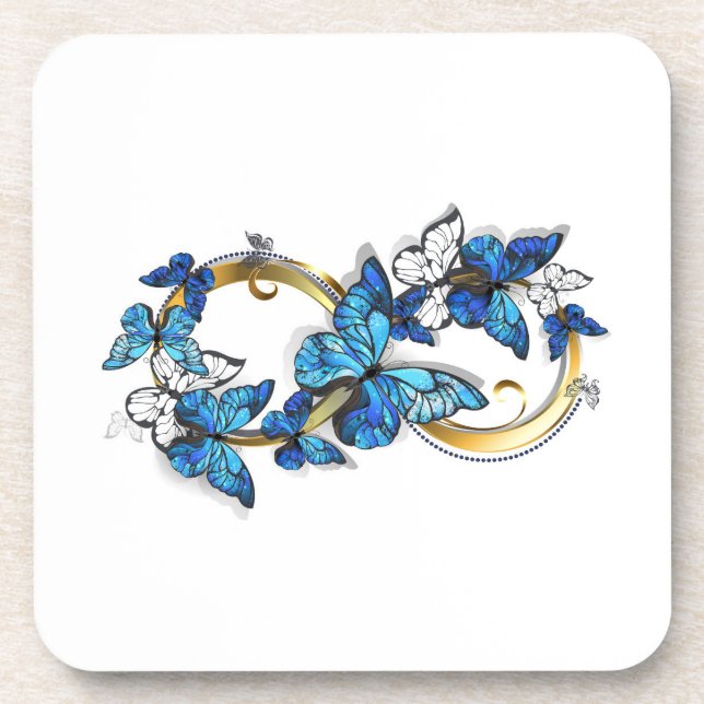 Symbol Infinity of Blue Morpho Butterflies Coaster (Front)