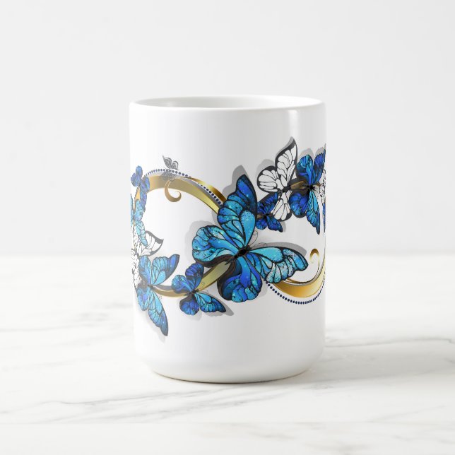 Symbol Infinity of Blue Morpho Butterflies Coffee Mug (Center)