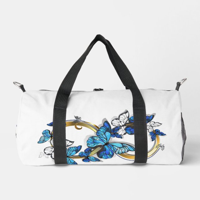 Symbol Infinity of Blue Morpho Butterflies Duffle Bag (Front)