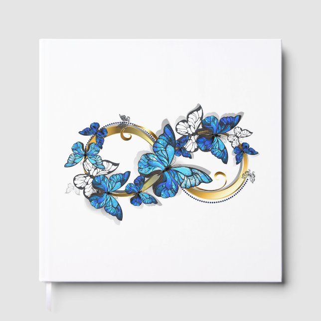 Symbol Infinity of Blue Morpho Butterflies Guest Book (Front)