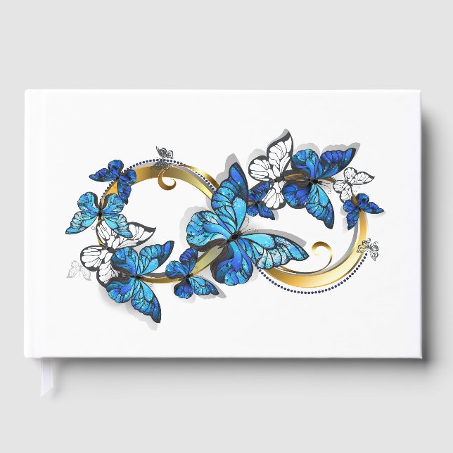 Symbol Infinity of Blue Morpho Butterflies Guest Book (Front)