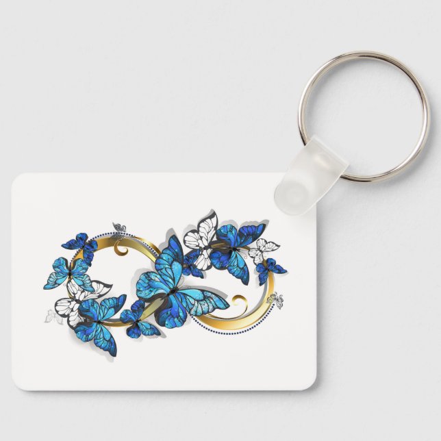 Symbol Infinity of Blue Morpho Butterflies Keychain (Front)