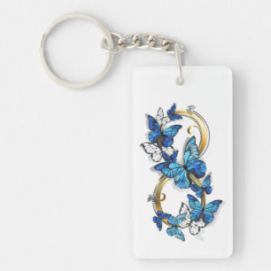 Symbol Infinity of Blue Morpho Butterflies Keychain