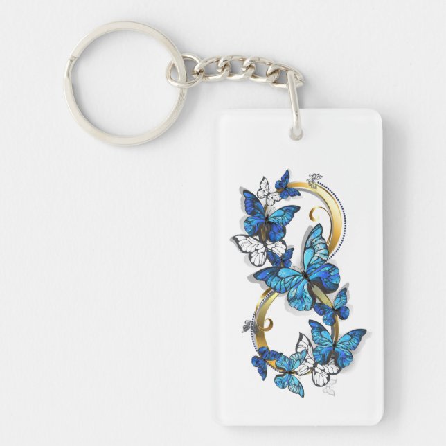 Symbol Infinity of Blue Morpho Butterflies Keychain (Front)