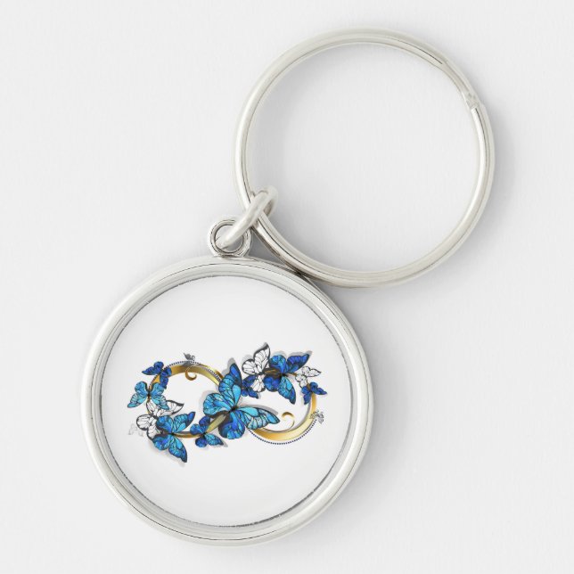 Symbol Infinity of Blue Morpho Butterflies Keychain (Front)